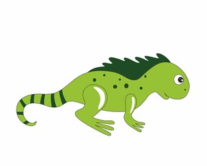 Funny iguana. Children's cartoon illustration with the image of a lizard. Funny animals. Design of children's books, t-shirts, postcards, logos, alphabet with animals, posters