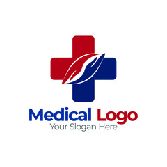 Medical Logo Template, Medical Logo with Hand Care Vector