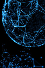 Abstract sphere geometry orb and polygonal lines and dots. Futuristic Technology (super high resolution)