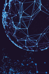 Abstract sphere geometry orb and polygonal lines and dots. Futuristic Technology (super high resolution)