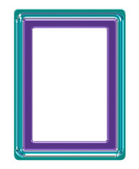 Glass photo frame 6x4 ratio in turquoise and purple isolated on a white background