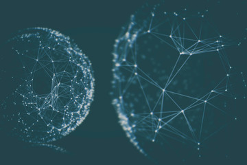 Abstract sphere geometry orb and polygonal lines and dots. Futuristic Technology (super high resolution)