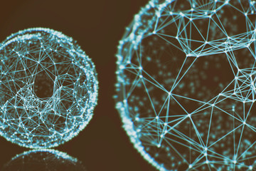 Abstract sphere geometry orb and polygonal lines and dots. Futuristic Technology (super high resolution)