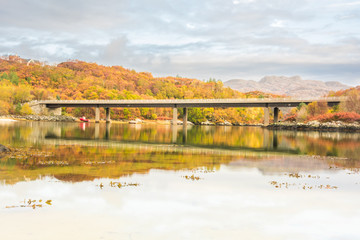 Fototapeta na wymiar Autumn colours in Highlands, Scotland, Europe. Stunning scene