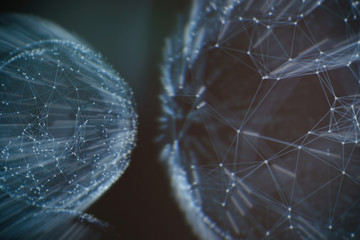 Abstract sphere geometry orb and polygonal lines and dots. Futuristic Technology (super high resolution)