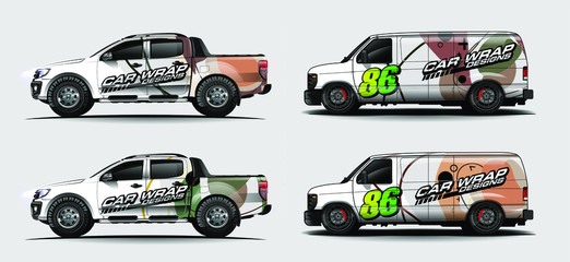 set of vehicle graphic kit vector. Modern abstract background for car wrap branding and automobile sticker decals livery 