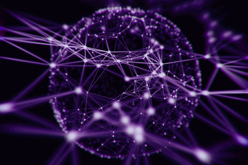 Abstract sphere geometry orb and polygonal lines and dots. Futuristic Technology (super high resolution)