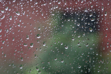 Water droplets on a window pane after a rain storm.Andover,United Kingdom.