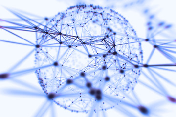 Abstract sphere geometry orb and polygonal lines and dots. Futuristic Technology (super high resolution)