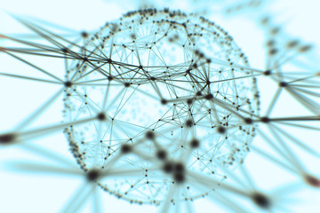 Abstract sphere geometry orb and polygonal lines and dots. Futuristic Technology (super high resolution)