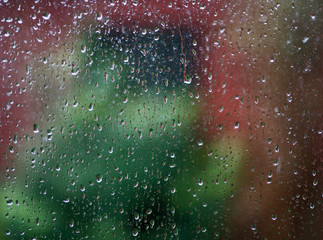 Water droplets on a window pane after a rain storm.Andover,United Kingdom.