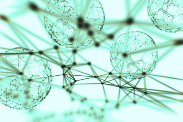 Abstract sphere geometry orb and polygonal lines and dots. Futuristic Technology (super high resolution)