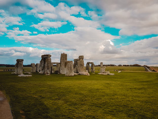 Stonehenge an ancient prehistoric stone monument near Salisbury with dramatic sky, Wiltshire, UK....