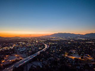 aerial view of the city at night