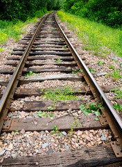 Fototapeta na wymiar Railroad tracks are reaching out to infinity.