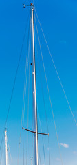  Sailboat  mast against the clear blue sky