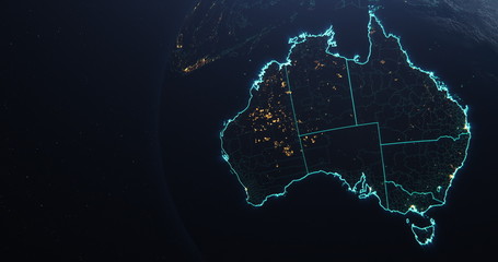 Australia map outline view from space, globe planet earth, elements of this image courtesy of NASA