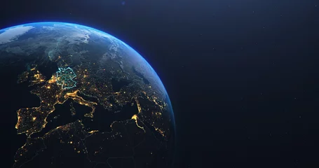 Papier peint photo autocollant rond Pleine Lune arbre Vue d& 39 ensemble de la carte de l& 39 Allemagne depuis l& 39 espace, globe planète terre, couleur sarcelle, éléments de cette image avec l& 39 aimable autorisation de la NASA