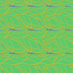 Fototapeta na wymiar Green Leaves Vector Pattern Seamless