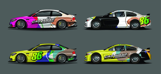Fototapeta premium set of vehicle graphic kit vector. Modern abstract background for car wrap branding and automobile sticker decals livery 