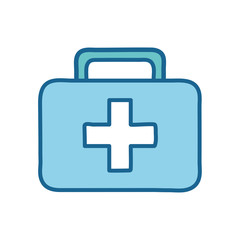 Medical kit with cross line and fill style icon vector design