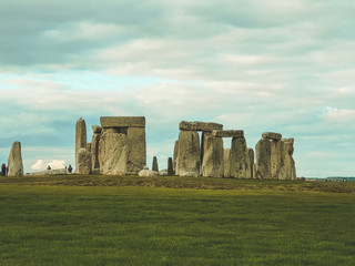 Stonehenge an ancient prehistoric stone monument near Salisbury with dramatic sky, Wiltshire, UK....