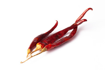 De Arbol Chilli cayenne dry Mexico hot pepper pod in white
