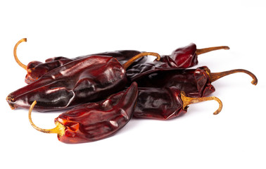 Guajillo Chilli cayenne dry Mexico hot pepper pod in white