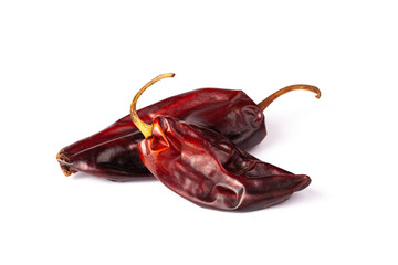 Guajillo Chilli cayenne dry Mexico hot pepper pod in white