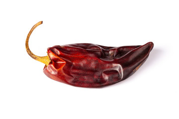 Guajillo Chilli cayenne dry Mexico hot pepper pod in white