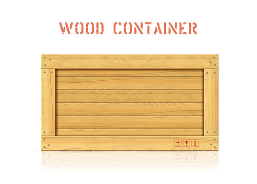 Wood simple vector container with planks and freight symbols