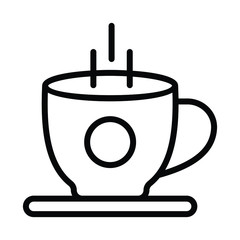 Hot Coffee Cup Concept, Working from Home Tea Time Break on white background Vector Icon