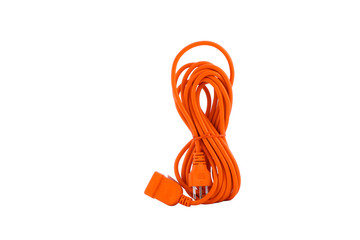 orange plug extension on white background