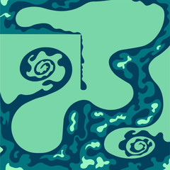 Digital vector illustration of dark and light green liquid.