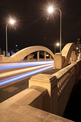 William jolly bridge Brisbane at night with car light trails looking dynamic