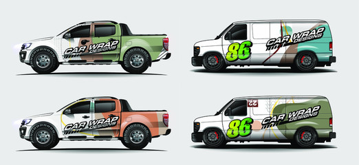 set of vehicle graphic kit vector. Modern abstract background for car wrap branding and automobile sticker decals livery 

