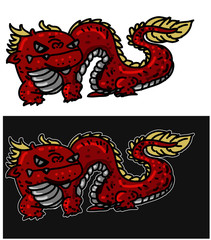 Red baby dragon isolate and sticker design.Red Chinese dragon tattoo.baby demon coloring book.Asian baby dragon.
