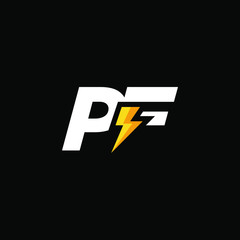 Initial Letter PF with Lightning	