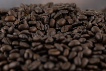 Roasted coffee beans for background pattern texture