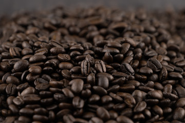 Roasted coffee beans for background pattern texture