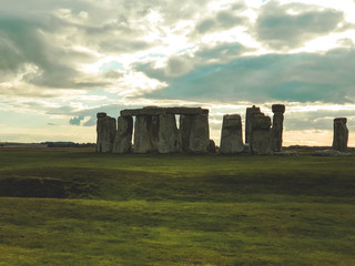 Stonehenge an ancient prehistoric stone monument near Salisbury with dramatic sky, Wiltshire, UK....