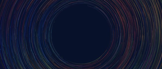 Abstract colorful circular lines on dark blue background