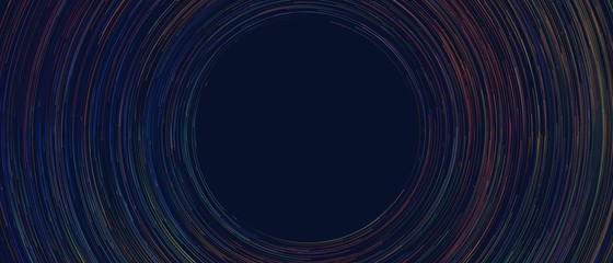 Abstract colorful circular lines on dark blue background