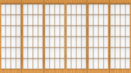 3d rendering. modern traditional Japanese style sliding paper wood door wall background.
