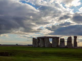 Stonehenge an ancient prehistoric stone monument near Salisbury with dramatic sky, Wiltshire, UK....
