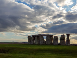 Stonehenge an ancient prehistoric stone monument near Salisbury with dramatic sky, Wiltshire, UK....
