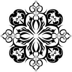 Simple Mandala on white isolated background in black color. Decorative hand drawn mandala.