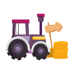 farm animals tractor windmill hay and sign arrow cartoon