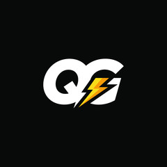 Initial Letter QG with Lightning
