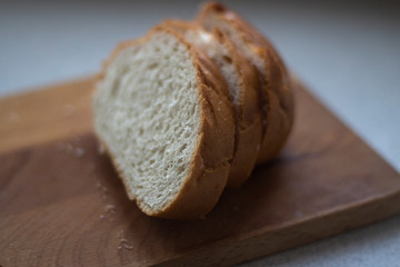 White bread sliced